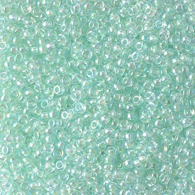 Rocailles-Perlen Miyuki 11/0 – Light Mint Green Lined Crystal AB - PerlineBeads