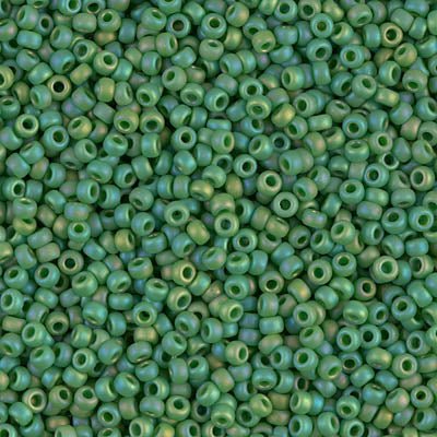 Rocailles-Perlen Miyuki 11/0 – Matte Opaque Green AB - PerlineBeads
