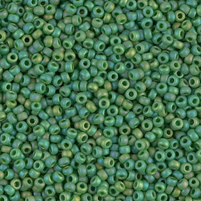 Rocailles-Perlen Miyuki 11/0 – Matte Opaque Green AB - PerlineBeads