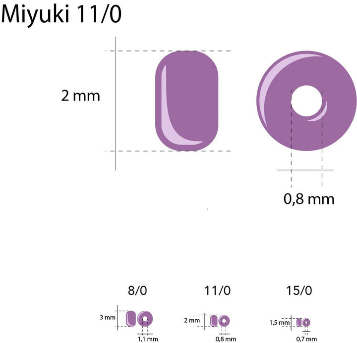 Rocailles-Perlen Miyuki 11/0 – Semi-Matte Lilac Lined Crystal - PerlineBeads