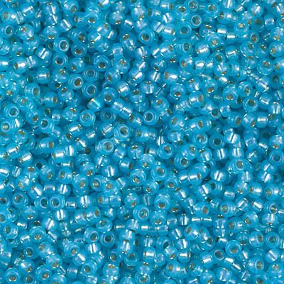 Rocailles-Perlen Miyuki 11/0 – Silver Lined Alabaster Aqua - PerlineBeads