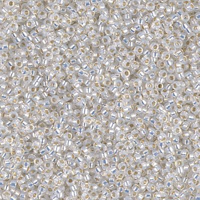 Rocailles-Perlen Miyuki 15/0 – Gilt Lined White Opal - PerlineBeads