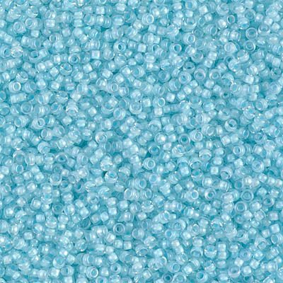 Rocailles-Perlen Miyuki 15/0 – Lined Aqua Mist AB - PerlineBeads
