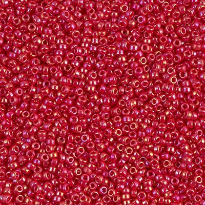 Rocailles-Perlen Miyuki 15/0 – Opaque Red AB - PerlineBeads