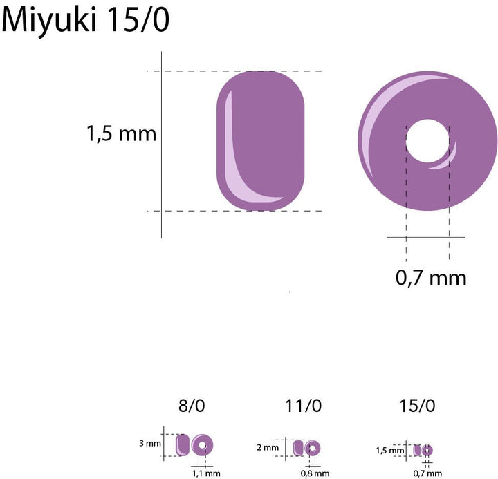 Rocailles-Perlen Miyuki 15/0 – Semi-Matte Silver Lined Dark Rose - PerlineBeads