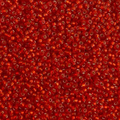 Rocailles-Perlen Miyuki 15/0 – Semi-Matte Silver Lined Dark Ruby - PerlineBeads