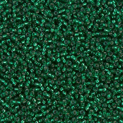 Rocailles-Perlen Miyuki 15/0 – Silver Lined Emerald - PerlineBeads