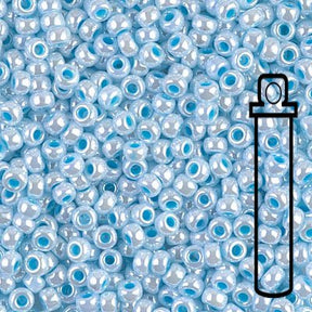 Rocailles-Perlen Miyuki 8/0 – Aqua Lined White Pearl - PerlineBeads