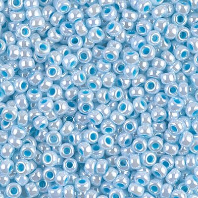Rocailles-Perlen Miyuki 8/0 – Aqua Lined White Pearl - PerlineBeads