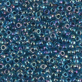 Rocailles-Perlen Miyuki 8/0 – Blue Lined Aqua AB - PerlineBeads