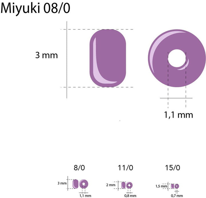 Rocailles-Perlen Miyuki 8/0 – Matte Opaque Cream - PerlineBeads