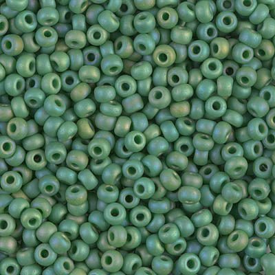 Rocailles-Perlen Miyuki 8/0 – Matte Opaque Green AB - PerlineBeads