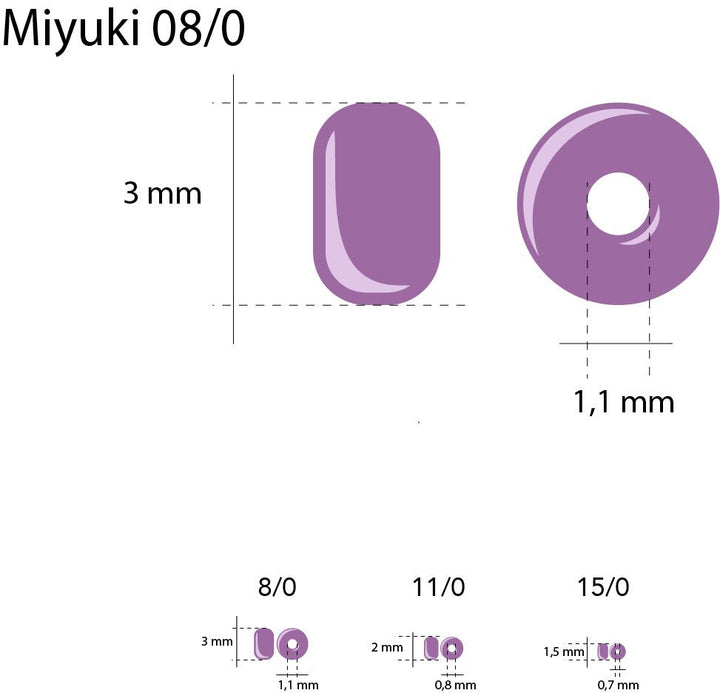 Rocailles-Perlen Miyuki 8/0 – Matte Opaque Mauve AB - PerlineBeads