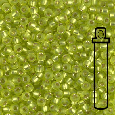 Rocailles-Perlen Miyuki 8/0 – Matte Silver-Lined Chartreuse - PerlineBeads