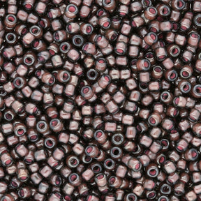 Rocailles-Perlen Toho 11/0 – Inside color Lustered Black Diamond/Pink-Lined - PerlineBeads