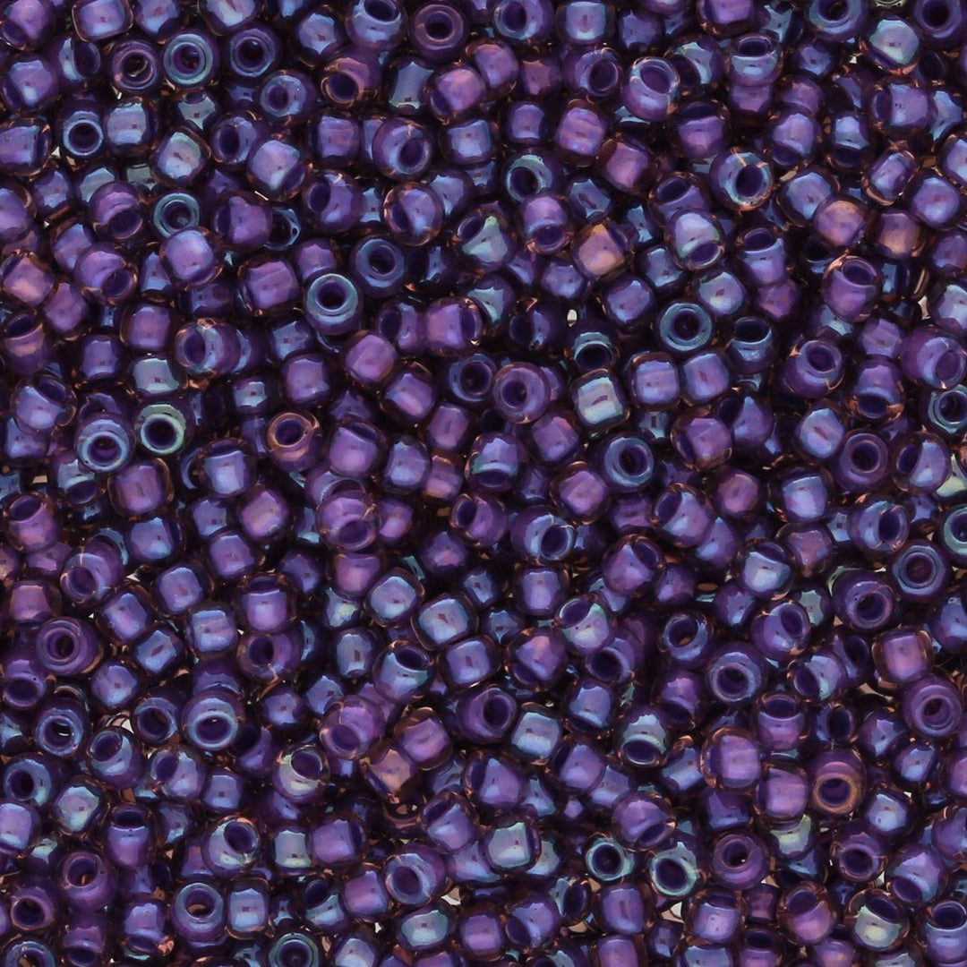Rocailles-Perlen Toho 11/0 – Inside-Color Rainbow Rosaline/Opaque Purple-Lined - PerlineBeads