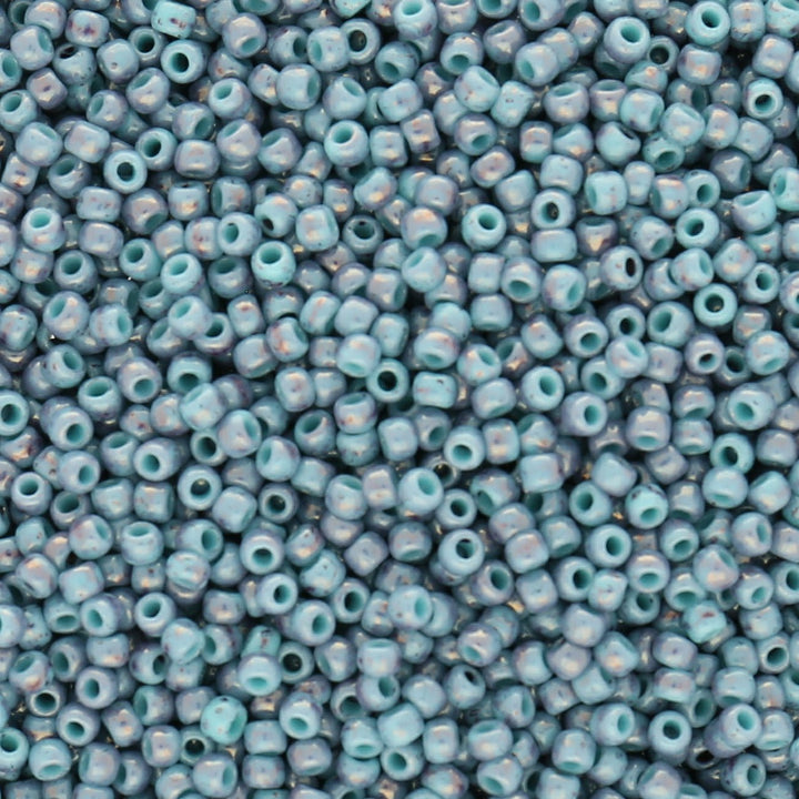 Rocailles-Perlen Toho 11/0 – Marbled Opaque Turquoise/Amethyst - PerlineBeads