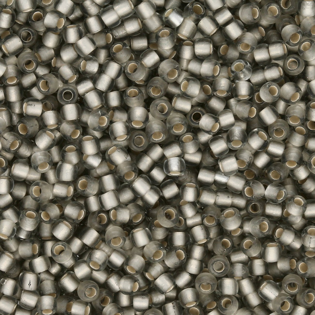 Rocailles-Perlen Toho 11/0 – Silver-Lined Frosted Black Diamond - PerlineBeads