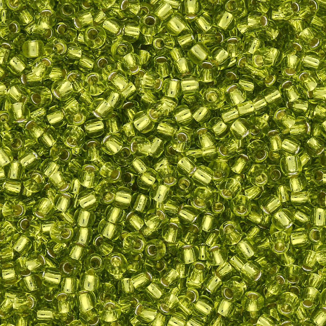 Rocailles-Perlen Toho 11/0 – Silver-Lined Lime Green - PerlineBeads