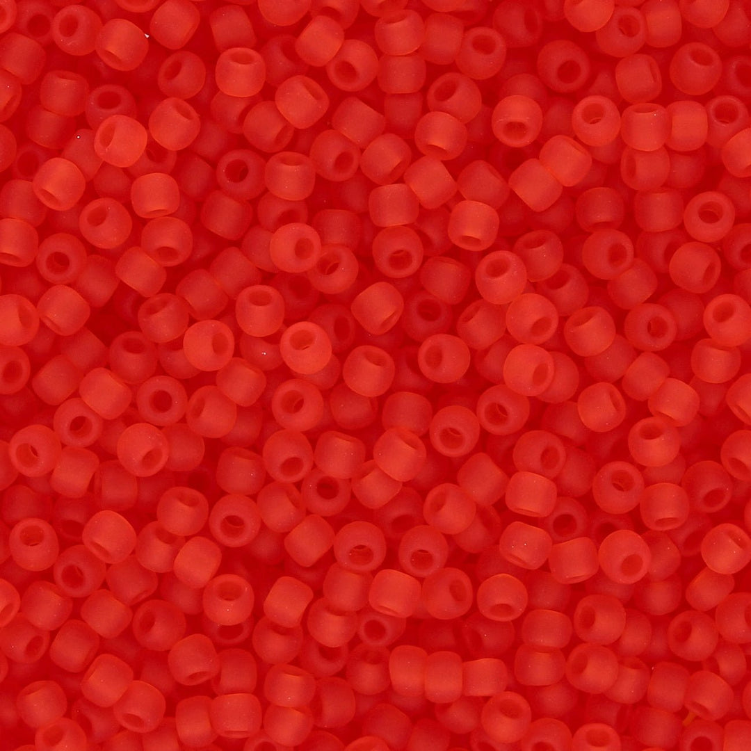Rocailles-Perlen Toho 11/0 – Transparent-Frosted Light Siam Ruby - PerlineBeads