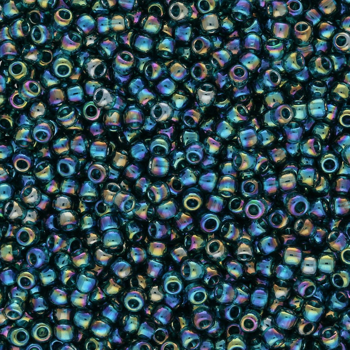 Rocailles-Perlen Toho 11/0 – Transparent Rainbow Teal - PerlineBeads