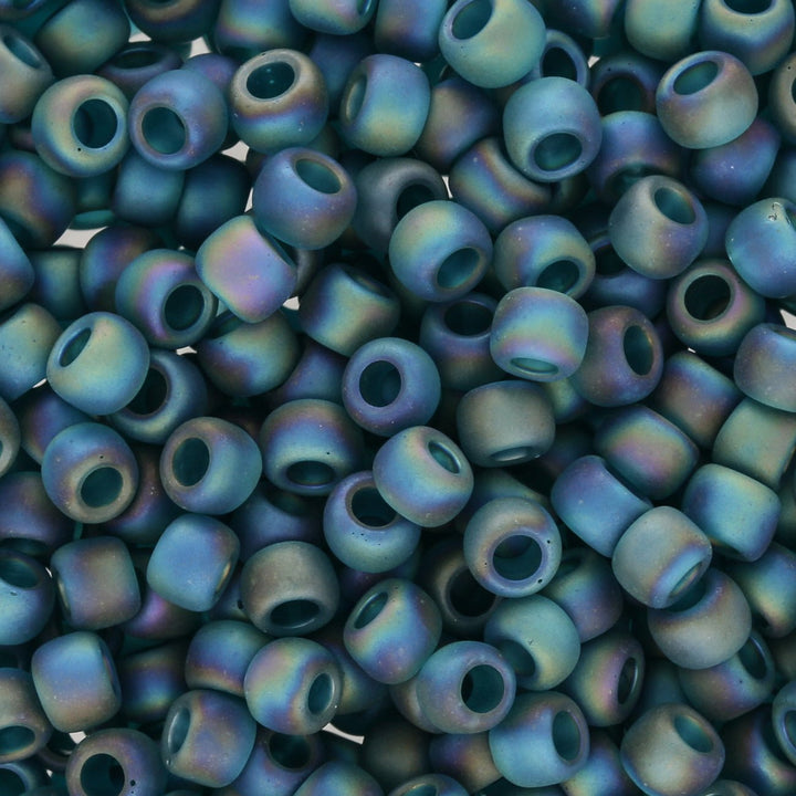 Rocailles-Perlen Toho 6/0 – Transparent-Rainbow-Frosted Teal - PerlineBeads