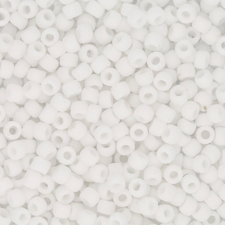 Rocailles-Perlen Toho 8/0 – Opaque-Frosted White - PerlineBeads