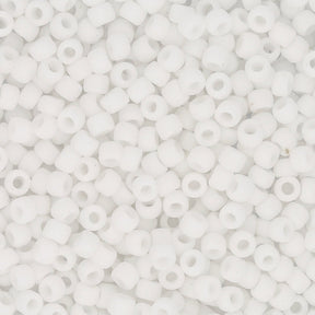 Rocailles-Perlen Toho 8/0 – Opaque-Frosted White - PerlineBeads