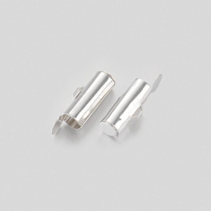 Röhrenförmiger Verschluss «Slide on» 13,5 mm – Farbe Silber - PerlineBeads
