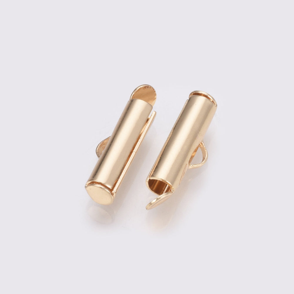 Röhrenförmiger Verschluss «Slide on» 20 mm – Farbe Light Gold - PerlineBeads