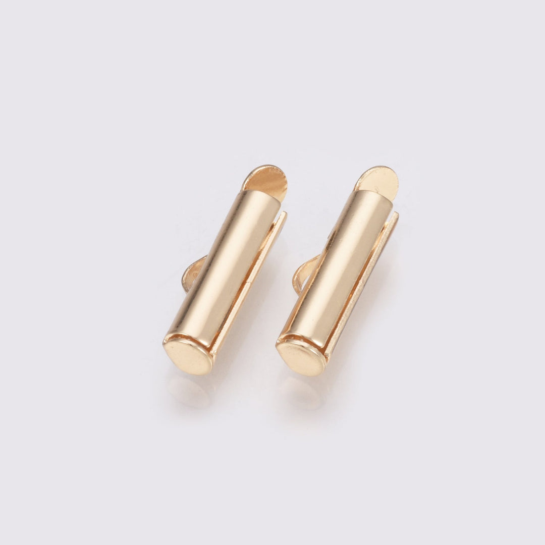 Röhrenförmiger Verschluss «Slide on» 20 mm – Farbe Light Gold - PerlineBeads