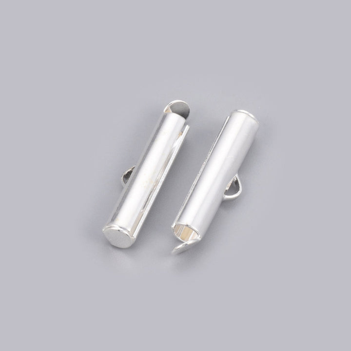 Röhrenförmiger Verschluss «Slide on» 20 mm – Farbe Silber - PerlineBeads