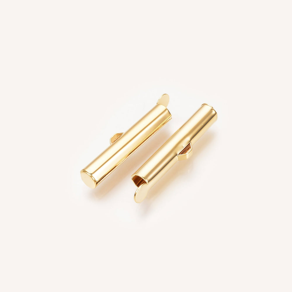Röhrenförmiger Verschluss «Slide on» 30 mm – Farbe Gold - PerlineBeads