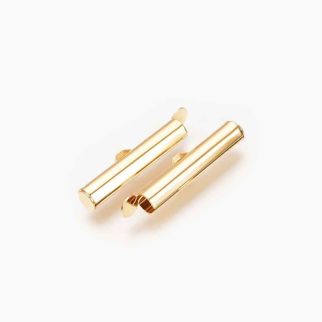 Röhrenförmiger Verschluss «Slide on» 30 mm – Farbe Gold - PerlineBeads