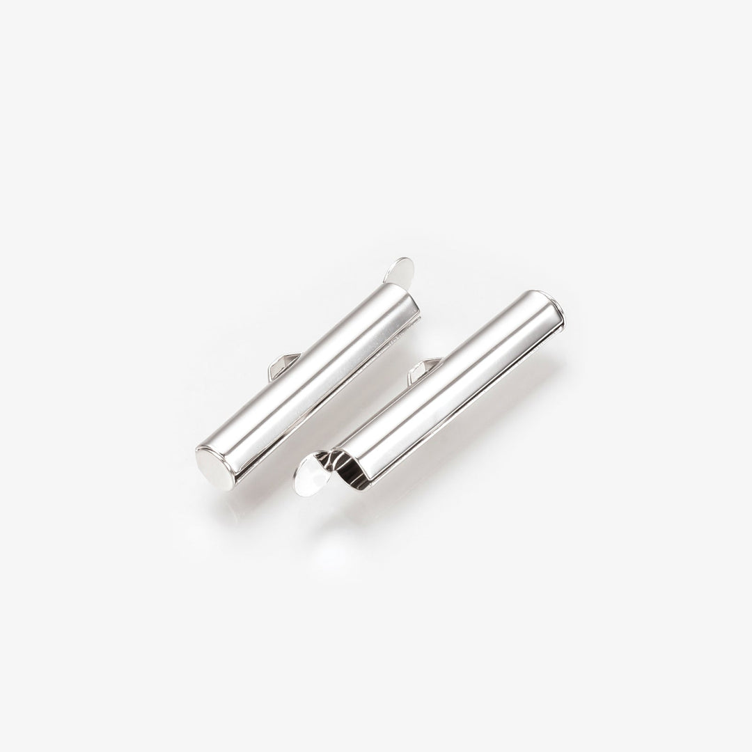 Röhrenförmiger Verschluss «Slide on» 30 mm – Farbe Platin - PerlineBeads