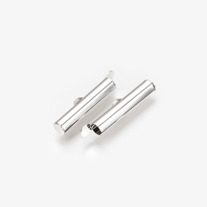 Röhrenförmiger Verschluss «Slide on» 30 mm – Farbe Platin - PerlineBeads