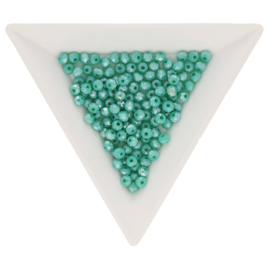 Rondellen aus facettiertem Glas 3.5x3 mm - Medium Sea Green - PerlineBeads