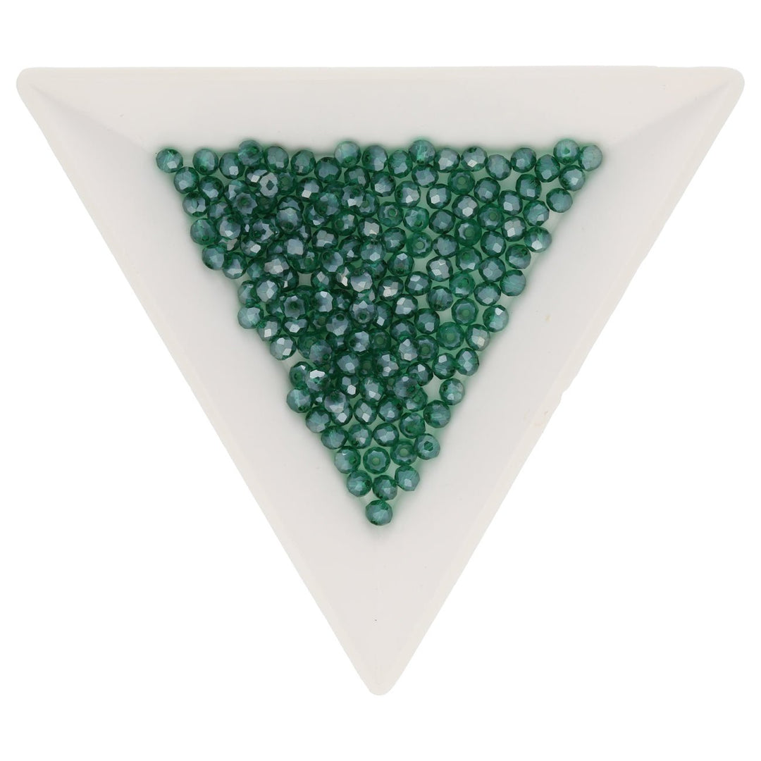 Rondellen aus facettiertem Glas 3x2 mm - Dark Green Pearl Luster - PerlineBeads