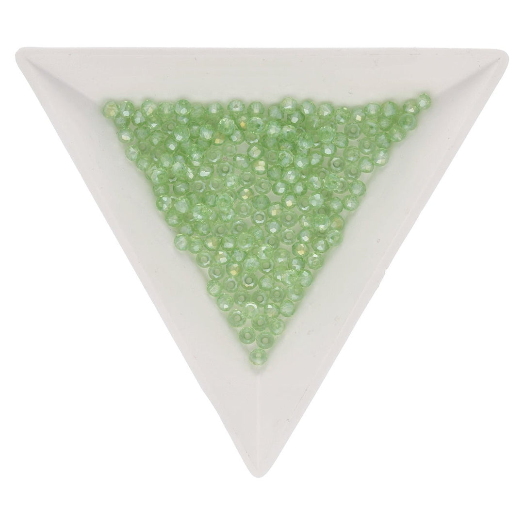 Rondellen aus facettiertem Glas 3x2 mm - Light Green - PerlineBeads