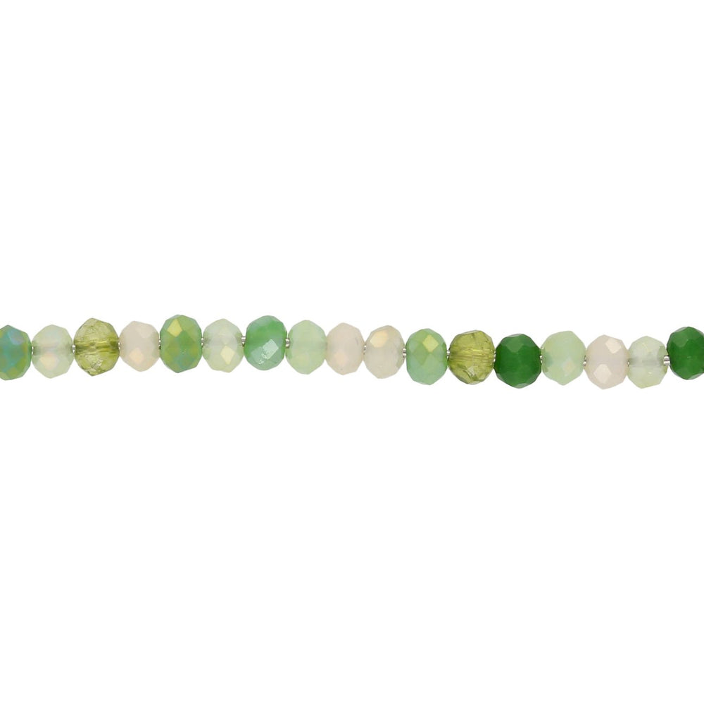Rondellen aus facettiertem Glas 3x2,5 mm - Light Green AB - PerlineBeads