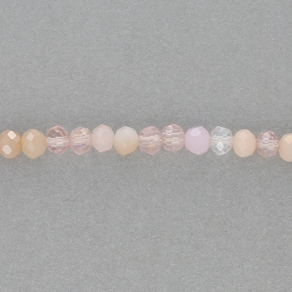 Rondellen aus facettiertem Glas 4,5x3,5 mm - Light Rose Mix - PerlineBeads