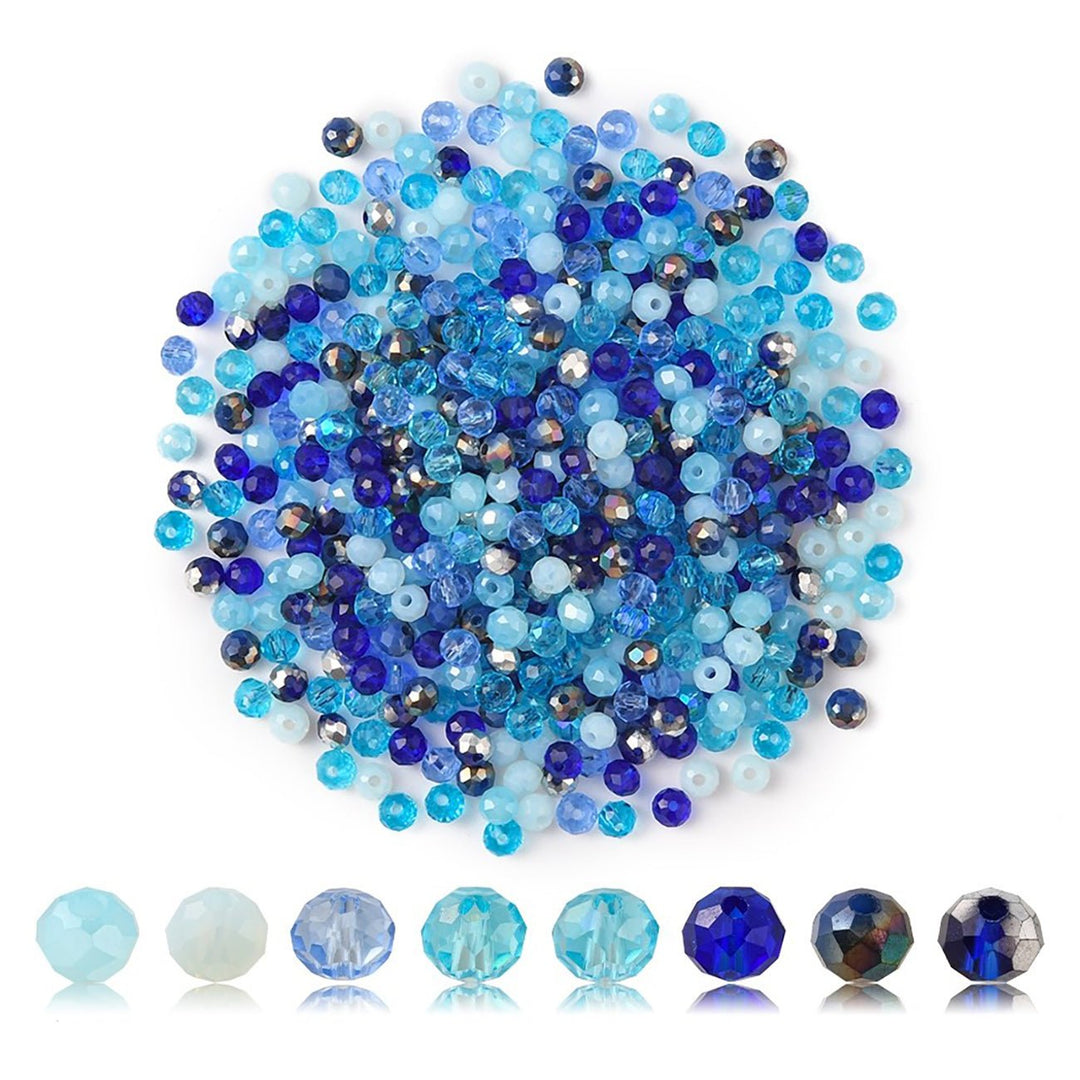 Rondellen aus facettiertem Glas 4x3 mm - Blue Mix - PerlineBeads