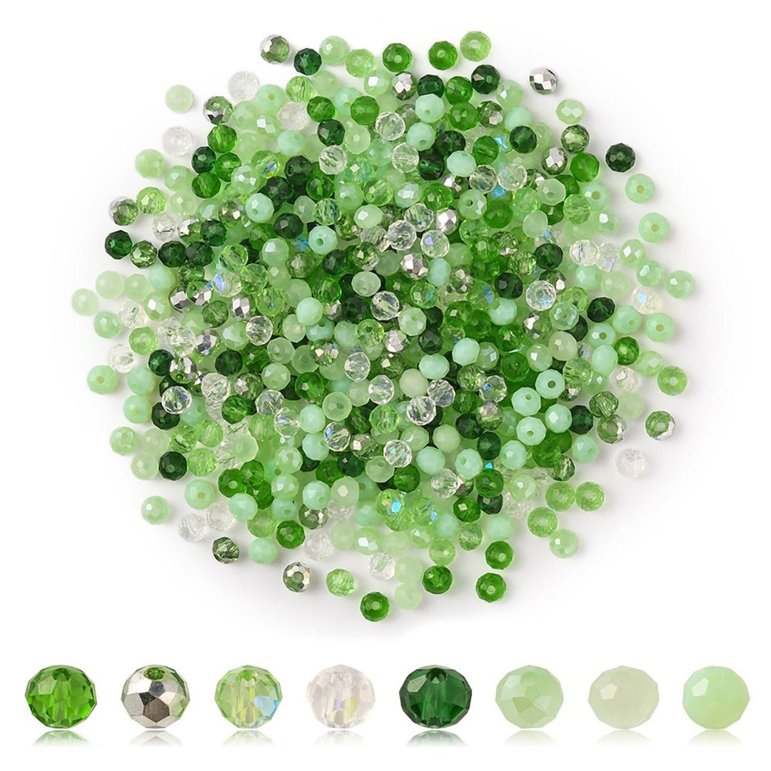Rondellen aus facettiertem Glas 4x3 mm - Green Mix - PerlineBeads