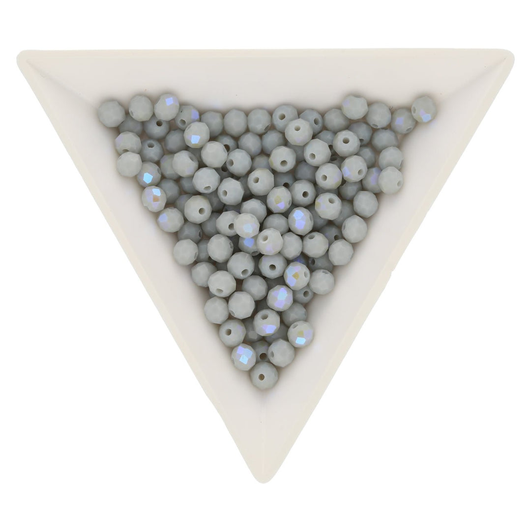 Rondellen aus facettiertem Glas 4x3 mm - Light Grey - PerlineBeads