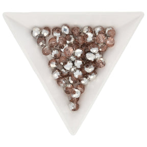 Rondellen aus facettiertem Glas 6x4 mm - Rosa/Silber - PerlineBeads