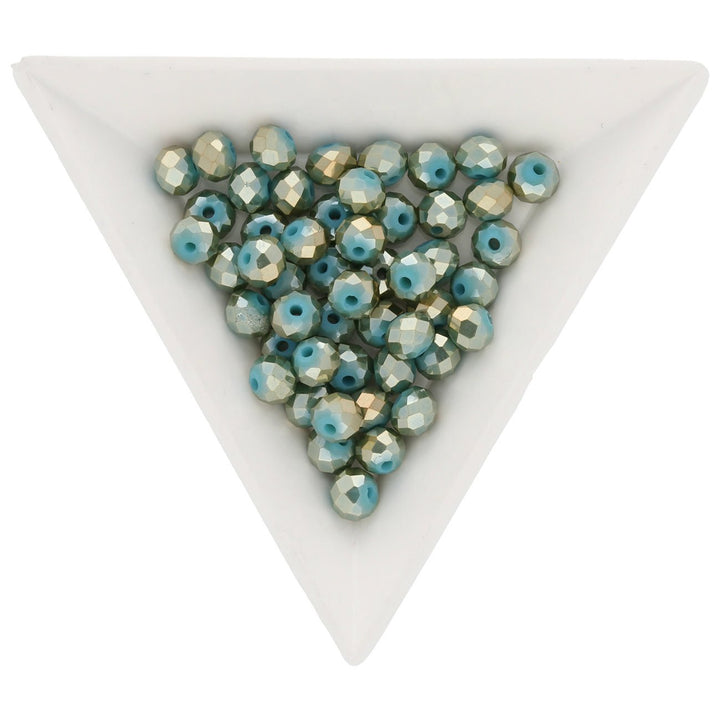 Rondellen aus facettiertem Glas 6x4 mm - Turquoise - PerlineBeads