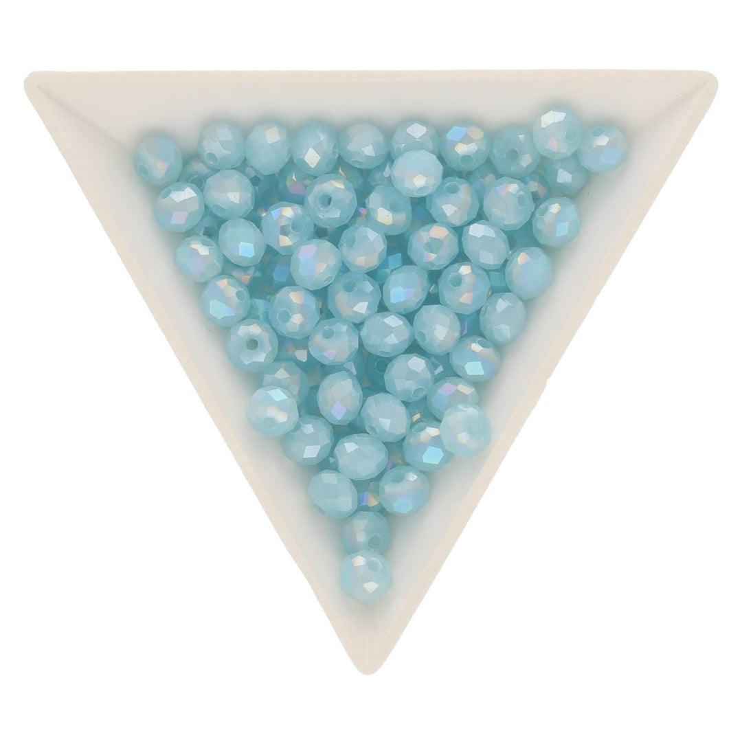 Rondellen aus facettiertem Glas 6x5 mm - Pale Turquoise - PerlineBeads