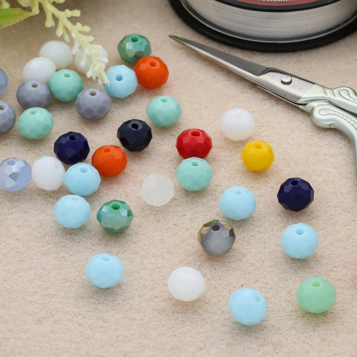 Rondellen aus facettiertem Glas 8x6 mm - Multicolor - PerlineBeads