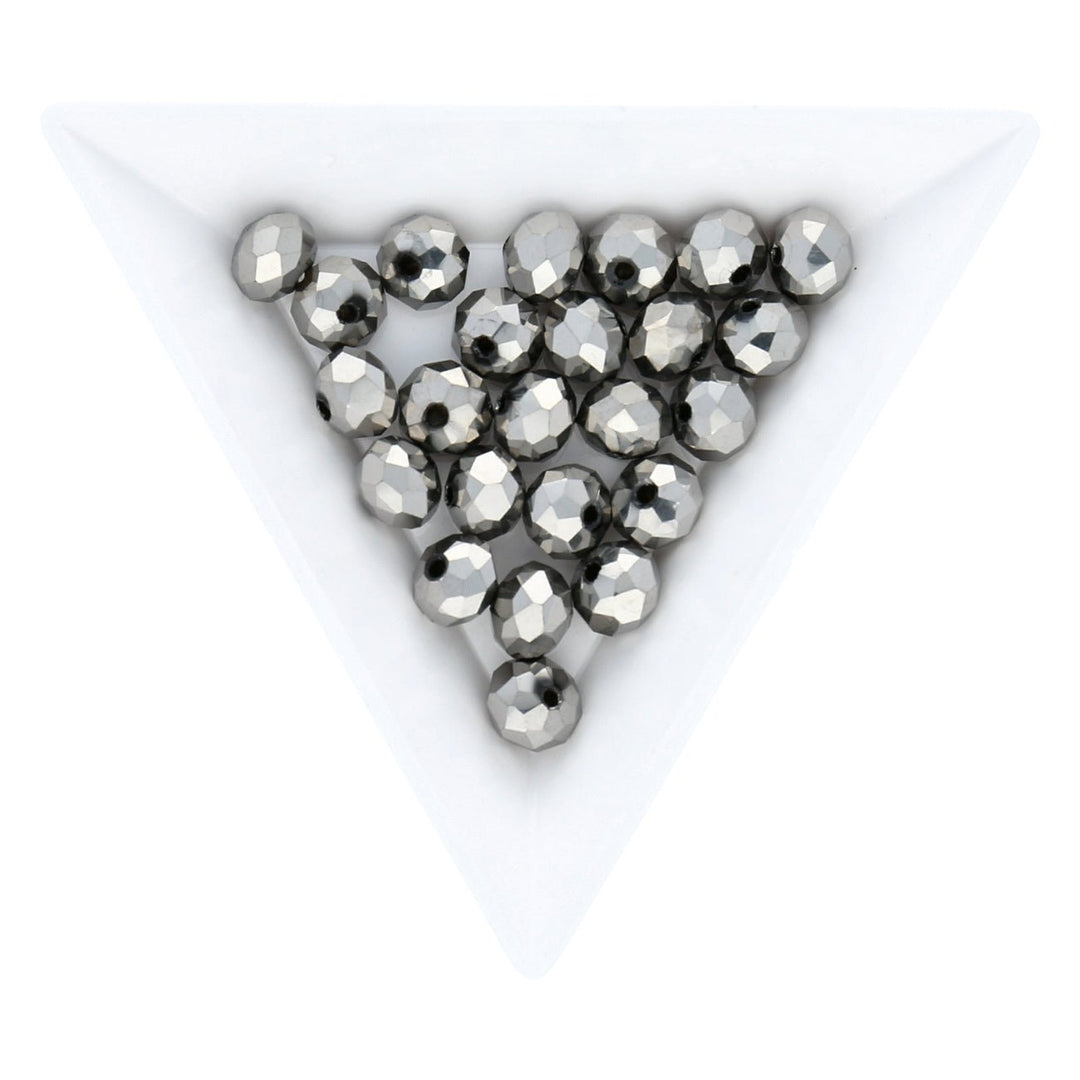 Rondellen aus facettiertem Glas 8x6 mm - Silber - PerlineBeads