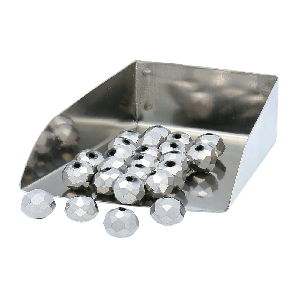 Rondellen aus facettiertem Glas 8x6 mm - Silber - PerlineBeads